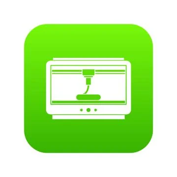 3D printer printing cup icon digital green Stock Illustration
