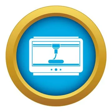 3D printer printing cup icon blue vector isolated Stock Illustration