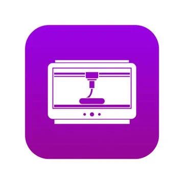 3D printer printing cup icon digital purple Stock Illustration