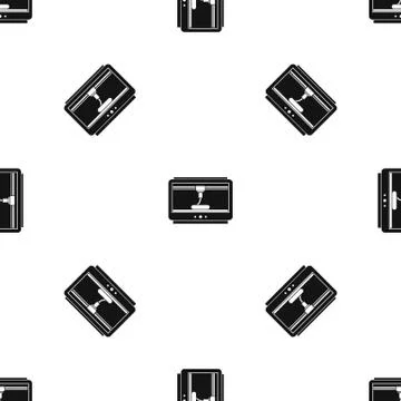 3D printer printing cup pattern seamless black Illustrazione stock