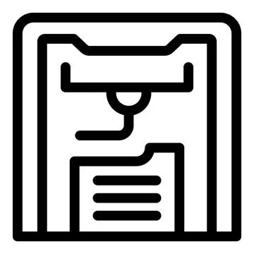 3d printer printing document icon outline style Stock Illustration