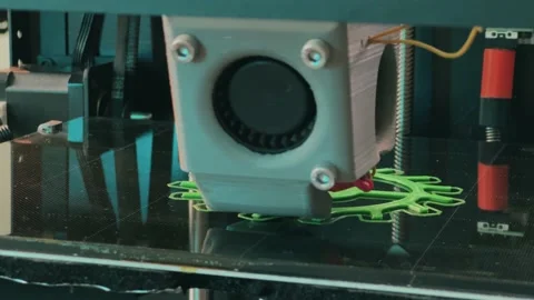 3D printer printing gear object from plastic. Automatic three dimensional 3d Stock Footage 236554007