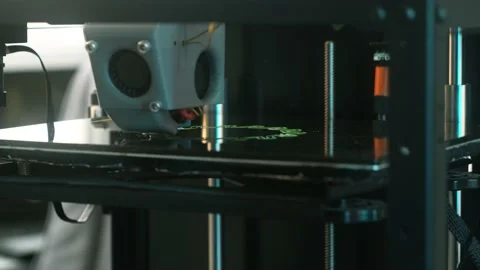 3D printer printing gear object from plastic. Automatic three dimensional 3d Stock Footage 236554067