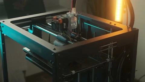 3D printer printing gear object from plastic. Automatic three dimensional 3d Stock Footage 236554608
