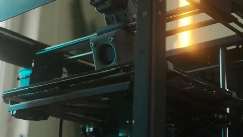 3D printer printing gear object from plastic. Automatic three dimensional 3d Stock Footage 236554714