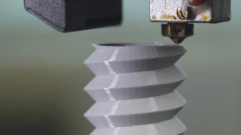 3D printer printing a gray screw Stock Footage 104183045