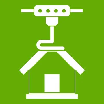 3d printer printing house icon green Illustrazione stock