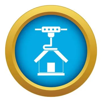 3d printer printing house icon blue vector isolated Ilustración de archivo
