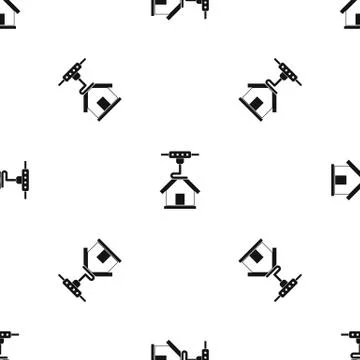 3d printer printing house pattern seamless black Stock Illustration