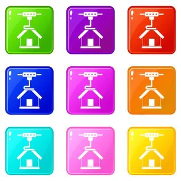 3d printer printing house set 9 Illustrazione stock