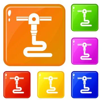3d printer printing icons set vector color Illustrazione stock