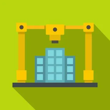 3d printer printing layout of building icon Ilustración de archivo
