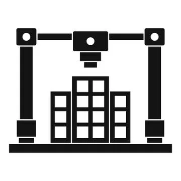 3d printer printing layout of building icon simple Ilustración de archivo