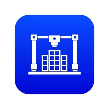 3d printer printing layout of building icon digital blue Illustrazione stock
