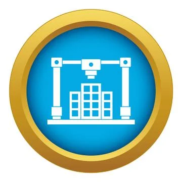 3d printer printing layout of building icon blue vector isolated Ilustración de archivo