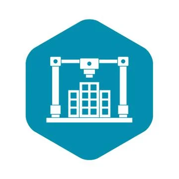 3d printer printing layout of building icon simple Ilustración de archivo
