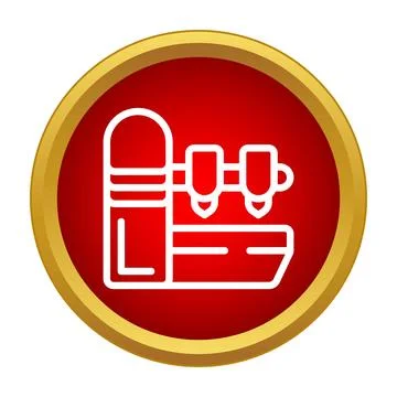 3d printer printing manufacturing icon in red circle 스톡 일러스트