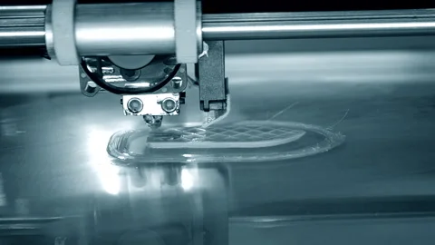 3D printer printing a model in the form close-up. The concept Stock-Footage 153058635