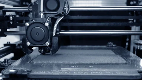 3D printer printing object 3D printer printing object molten plastic Stock Footage 328719694