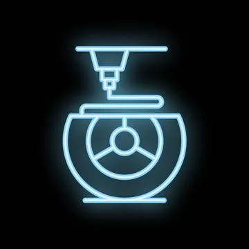 3d printer printing object in neon light style Illustrazione stock
