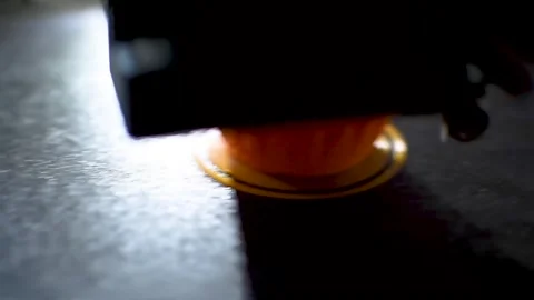 3d printer printing an object on the tray with pla filament, corn starch Stock Footage 317170551