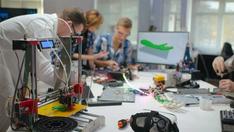 3d printer printing part for a robot Video stock 97564803