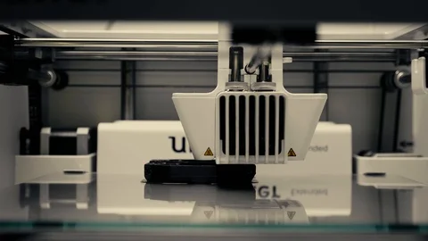 3D Printer Printing Plastic Model 4K Stock Footage 125762869