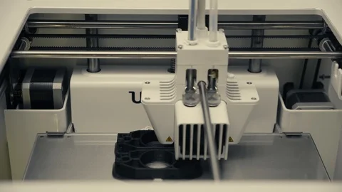 3D Printer Printing Plastic Model Stock Footage 125762900