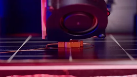 3D printer printing process. The machine head recreates the part from plastic Stock Footage 263918527
