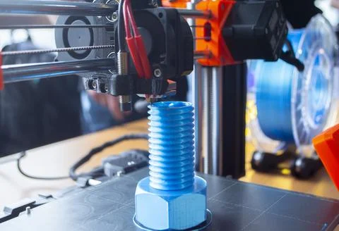 3D printer printing prototype molten plastic Process of creating prototype model Stock Photos