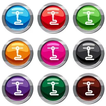 3d printer printing set 9 collection Stock Illustration