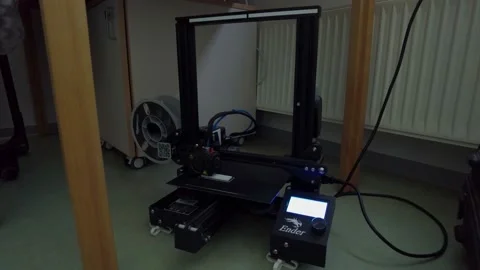 3D Printer printing under the table #1 Stock Footage 163683232