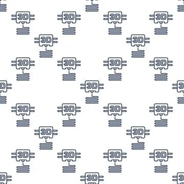 3D Printer Printing vector Additive Manufacturing outline seamless pattern Stock Illustration