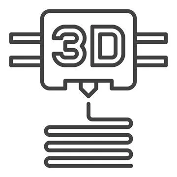 3D Printer Printing vector Additive Manufacturing outline icon or symbol Stock Illustration