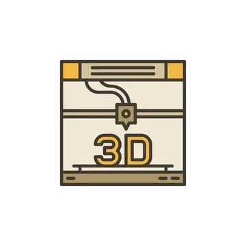 3D Printer Printing vector concept colored icon or sign Stock Illustration