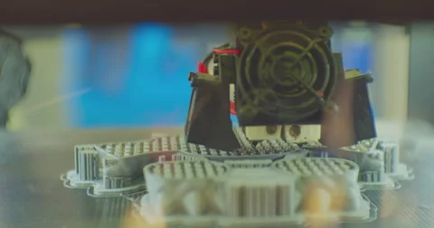3D printer prints a complex plastic part. close-up. Stock Footage 171509919