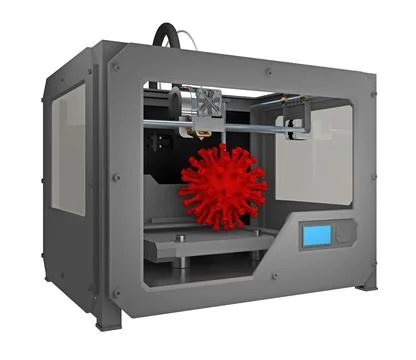 3D printer prints a coronavirus molecule Stock Illustration