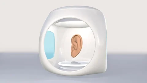 3D printer prints the ear for transplantation 3D 4K animation Stock Footage 246473778