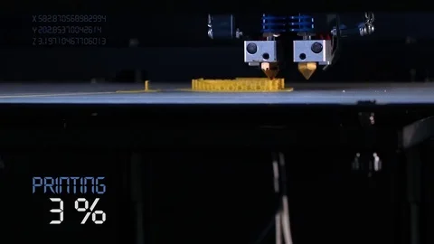 3d printer prints the model of the hand, hand prosthesis. Motion graphic. Stock Footage 79866738