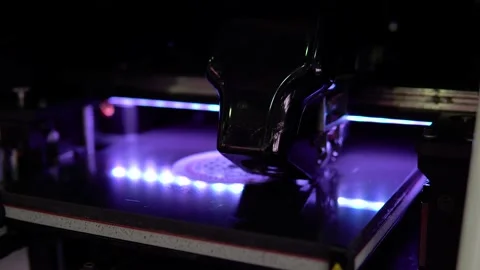 3d printer prints object close-up. Automatic three dimensional 3D printer. Stock Footage 202216759