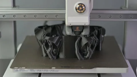 3D printer prints an object. The process of printing model on 3D printer. Model Stock Footage 303236391