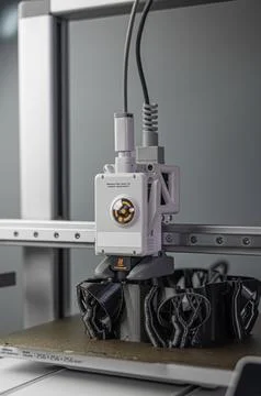 3D printer prints an object. The process of printing model on 3D printer. Model Stock Photos