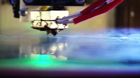 3D printer prints plastic white round 3d detail volume Stock-Footage 66439273