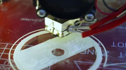 3D printer prints plastic white round 3d detail volume Stock-Footage 66439368