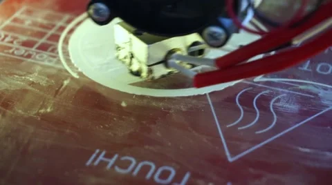 3D printer prints plastic white round 3d detail volume Stock-Footage 66439438