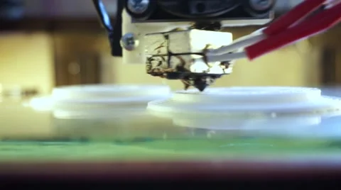 3D printer prints plastic white round 3d detail volume 스톡 동영상 66439522