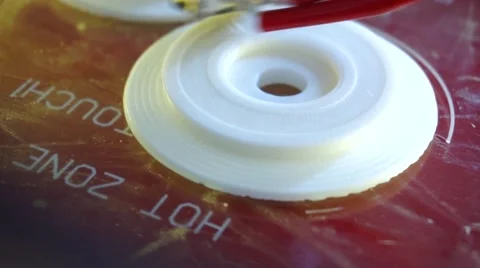 3D printer prints plastic white round 3d detail volume Stock-Footage 66439583