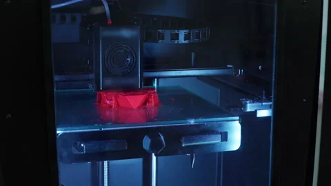 3D printer prints a red model 스톡 동영상 167738319