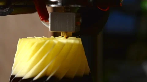 3D printer prints shape closeup Stock Footage