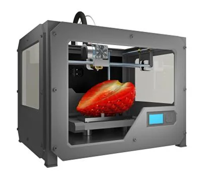 3d printer prints strawberries Stock Illustration